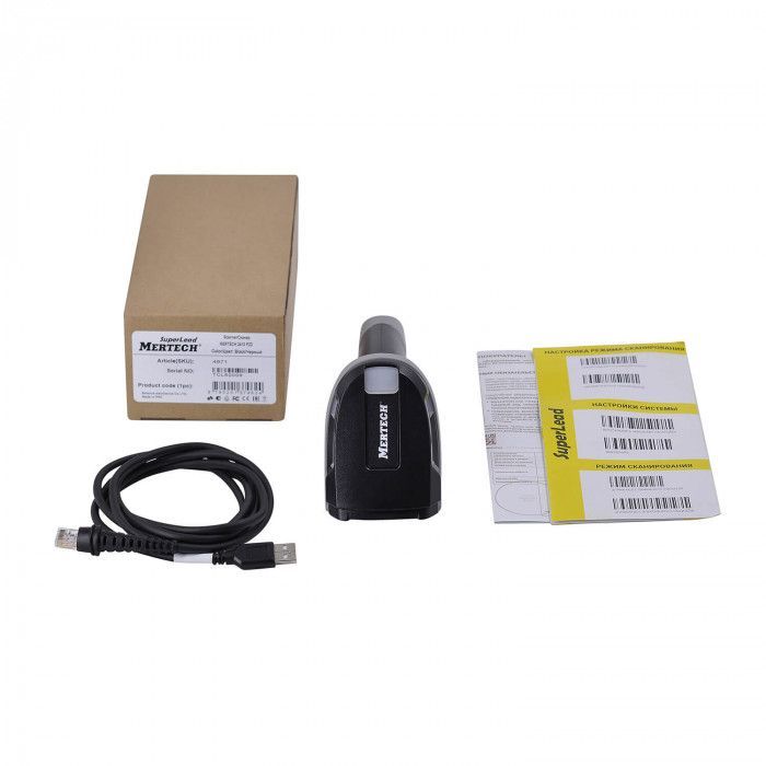 Mertech 2420 P2D USB, USB эмуляция RS232 black проводной сканер штрих-кода, фото